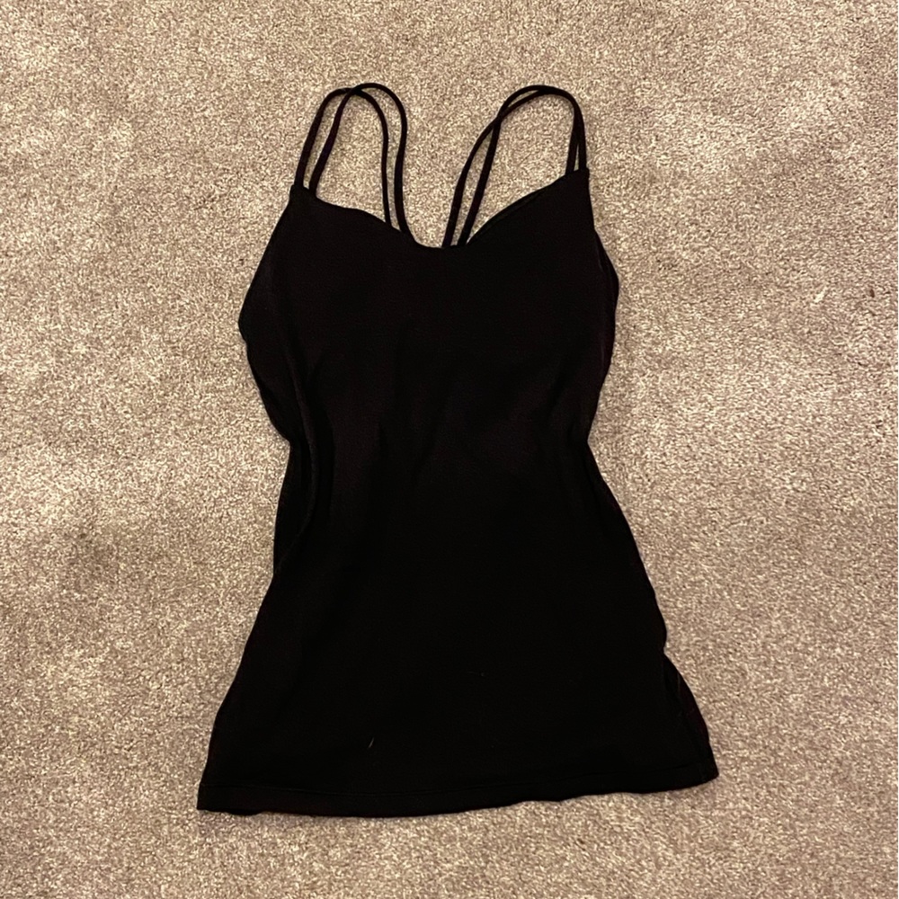 LULULEMON Black Tank Top with Built In Sport Bra - Size 2 / 4